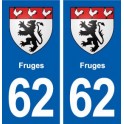 62 Fruges blason autocollant plaque stickers ville