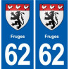 62 Fruges blason autocollant plaque stickers ville