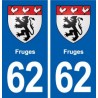 62 Fruges blason autocollant plaque stickers ville