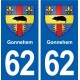 62 Gonnehem blason autocollant plaque stickers ville