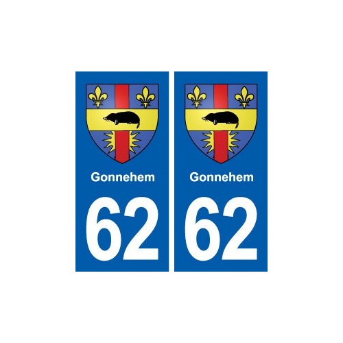62 Gonnehem blason autocollant plaque stickers ville