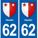 62 Hesdin blason autocollant plaque stickers ville