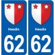 62 Hesdin blason autocollant plaque stickers ville