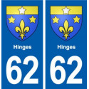 62 Hinges blason autocollant plaque stickers ville