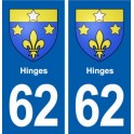 62 Hinges blason autocollant plaque stickers ville