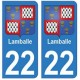 22 Lamballe autocollant plaque blason armoiries stickers département