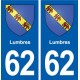 62 Lumbres blason autocollant plaque stickers ville