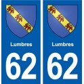 62 Lumbres blason autocollant plaque stickers ville