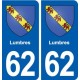 62 Lumbres blason autocollant plaque stickers ville
