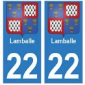 22 Lamballe autocollant plaque blason armoiries stickers département