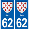 62 Rety blason autocollant plaque stickers ville
