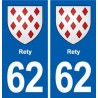 62 Rety blason autocollant plaque stickers ville