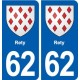 62 Rety blason autocollant plaque stickers ville