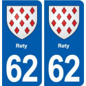 62 Rety blason autocollant plaque stickers ville