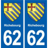 62 Richebourg blason autocollant plaque stickers ville