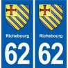 62 Richebourg blason autocollant plaque stickers ville