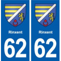 62 Rinxent blason autocollant plaque stickers ville