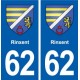62 Rinxent blason autocollant plaque stickers ville