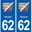 62 Rinxent blason autocollant plaque stickers ville