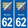62 Rinxent blason autocollant plaque stickers ville