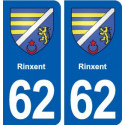 62 Rinxent blason autocollant plaque stickers ville