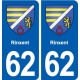 62 Rinxent blason autocollant plaque stickers ville