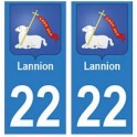 22 Lannion autocollant plaque blason armoiries stickers département