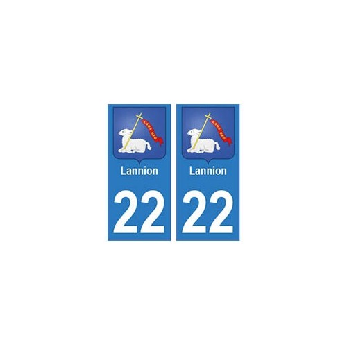 22 Lannion autocollant plaque blason armoiries stickers département