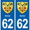 62 Samer blason autocollant plaque stickers ville