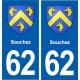 62 Souchez blason autocollant plaque stickers ville