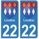 22 Loudéac autocollant plaque blason armoiries stickers département