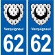 62 Verquigneul blason autocollant plaque stickers ville