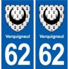 62 Verquigneul blason autocollant plaque stickers ville