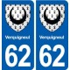 62 Verquigneul blason autocollant plaque stickers ville