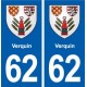 62 Verquin blason autocollant plaque stickers ville
