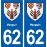 62 Verquin blason autocollant plaque stickers ville