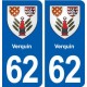 62 Verquin blason autocollant plaque stickers ville