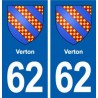 62 Verton blason autocollant plaque stickers ville