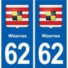 62 Wizernes blason autocollant plaque stickers ville