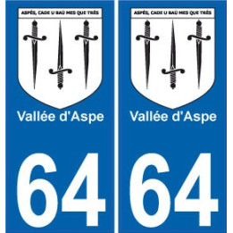 Vallée d'Aspe 64 ville sticker autocollant plaque auto