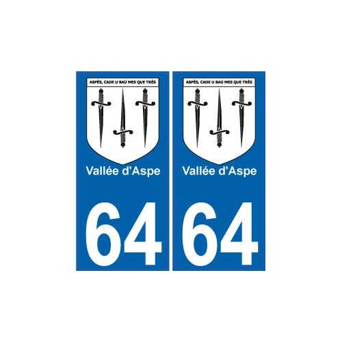 Vallée d'Aspe 64 ville sticker autocollant plaque auto