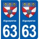 63 Aigueperse blason autocollant plaque stickers ville