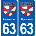 63 Aigueperse blason autocollant plaque stickers ville