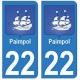 22 Paimpol autocollant plaque blason armoiries stickers département