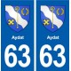 63 Aydat blason autocollant plaque stickers ville