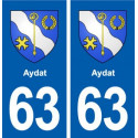 63 Aydat blason autocollant plaque stickers ville