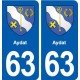 63 Aydat blason autocollant plaque stickers ville
