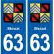 63 Blanzat blason autocollant plaque stickers ville