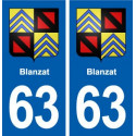 63 Blanzat blason autocollant plaque stickers ville