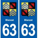 63 Blanzat blason autocollant plaque stickers ville